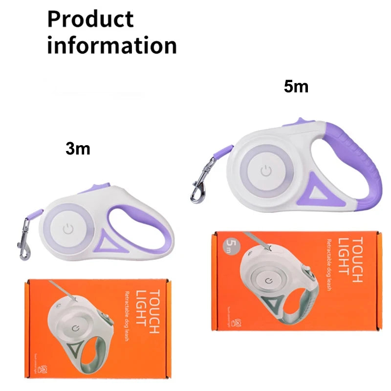 Automatic Retractable Dog Leash with Flashlight